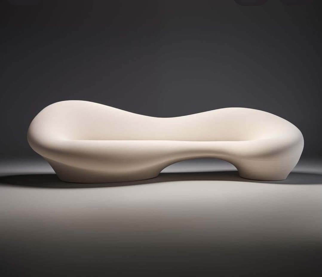 Kavun sofa, moulded fiberglass shell in Bone